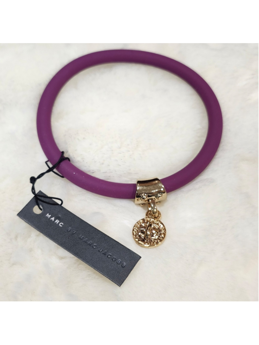 Marc By Marc Jacobs Plum Charm Silicone Bracelet NWT New